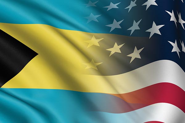 Image of Merged Bahamian and American Flags